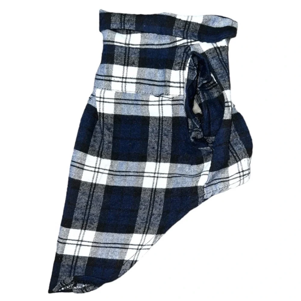 Small / Toy Breed Size XL Blue Plaid Flannel Button Down Dog / Cat Shirt